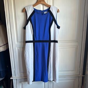 Calvin Klein Blue and White Panel Dress Size 14